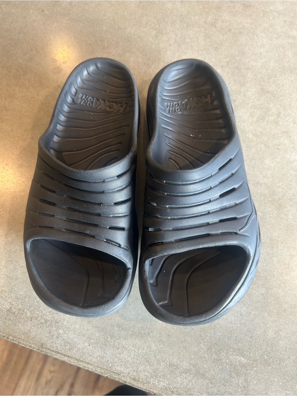Hoka One One Black Slip-On Foam Sandals